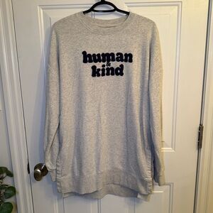 Old Navy Gray Sweatshirt with “Human & Kind” on the front. Size Tall Medium